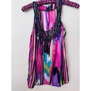 Heart Soul Vibrant Watercolor Sleeveless Camisole Blouse Size Large